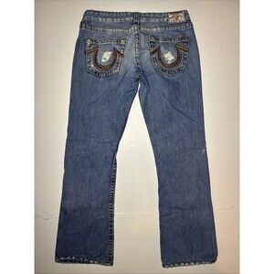 Vintage True Religion Jeans 31x29 Bobby Big T Flap Pockets Distressed USA Y2K